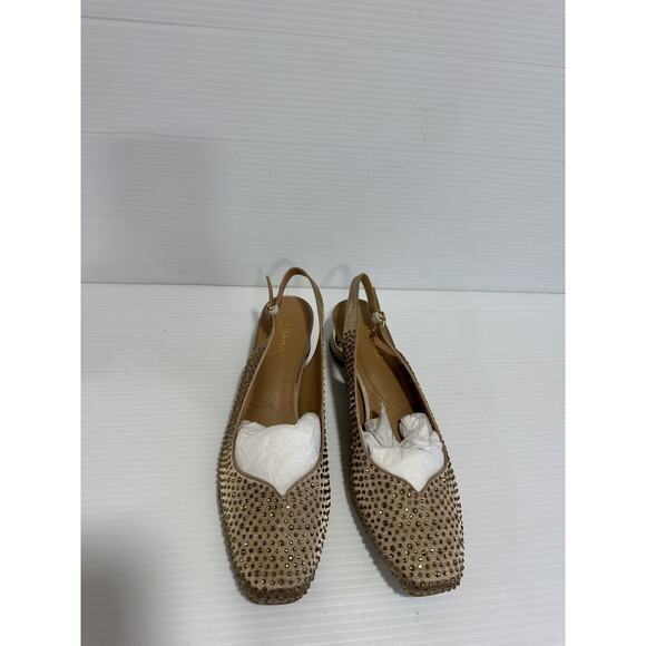 J. Renee Baline Satin Rhinestone Slingback Pumps Gold /Stones Size 10 M - Picture 3 of 8